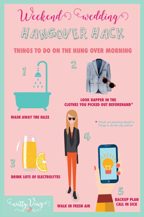 Handle a wedding weekend hangover at work | The guide for things todo the next morning for work | Witty Vows